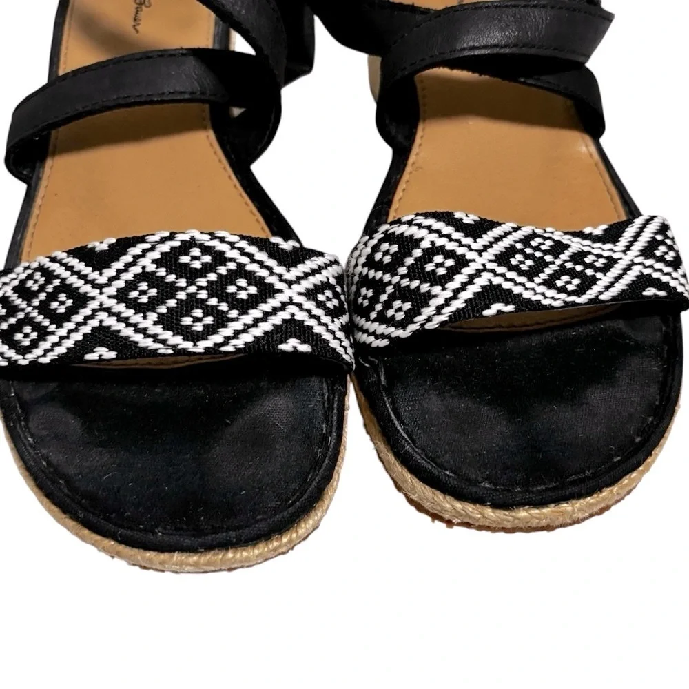 Black Wedge Sandals with Beaded Accent